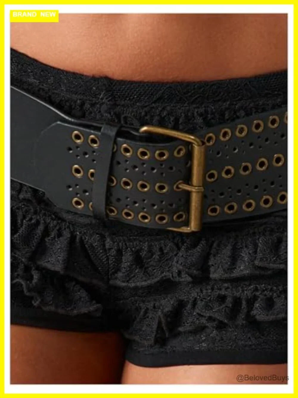 SHENHE Women's Y2K Grommet Eyelet Faux Leather Belt for Jeans Skirt